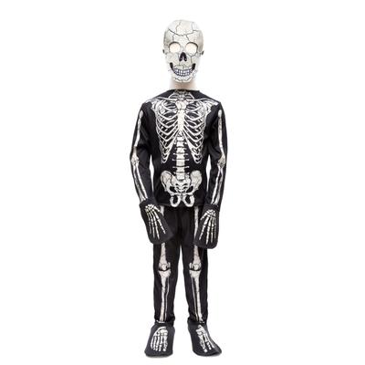 Great Pretenders Glow in the Dark Skeleton Shirt, Pants, and Mask Costume - Ages 3-8 Years - Black