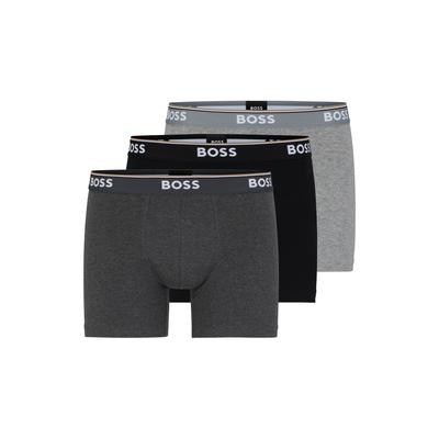 Langer Boxer BOSS "Brief 3 PACK", Herren, Gr. M, schwarz (schwarz061), Jersey, Obermaterial: 95% Baumwolle, 5% Elasthan, unifarben, Unterhosen, mit farblich passendem Webbund Image