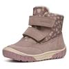 Winterboots GEOX "B OMAR GIRL WPF", Kinder, Gr. 22, beige (dunkelbeige), Veloursleder, Textil, Glitzer, Schuhe, Klettstiefel, Babystiefel Winterstiefel mit schönem Muster
