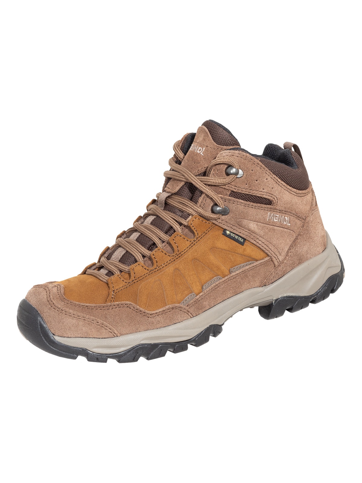 Wanderschuh MEINDL "Meindl Nebraska Lady Mid GORE-TEX", Damen, Gr. 41, Normalschaft, braun, Nubukleder, Schuhe Wanderschuh, GORE-TEX – Winddicht, wasserdicht und atmungsaktiv
