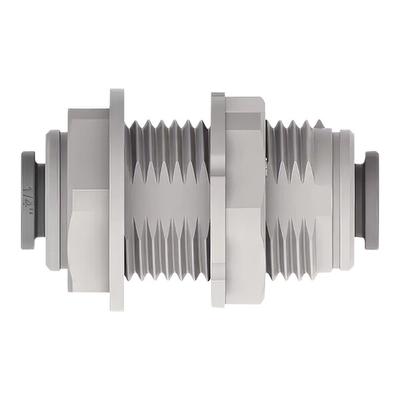 John Guest® PI1206S 3/16" Gray Acetal Push-To-Connect Bulkhead Connector