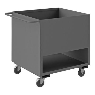Durham Mfg 30" x 36" 14 Gauge Steel Low-Deck Truck with 1 Fixed 4-Sided Solid Shelf and 5" Polyolefin Casters - 1,400 lb. Capacity 4SLT-3036-5PO-95
