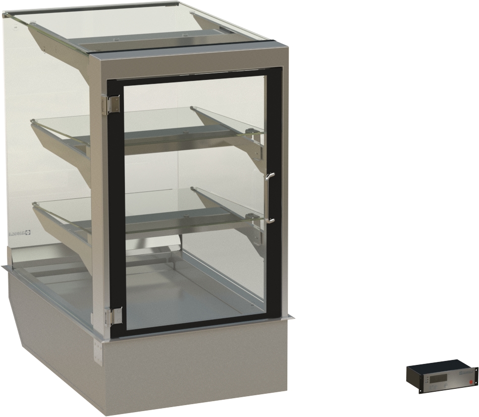 Showcase "Stockholm" eckig, für 1 KB, 3 Auslagen 530x710/200x792mm (BxHxT), Drehtür links steuerungsfertig Image