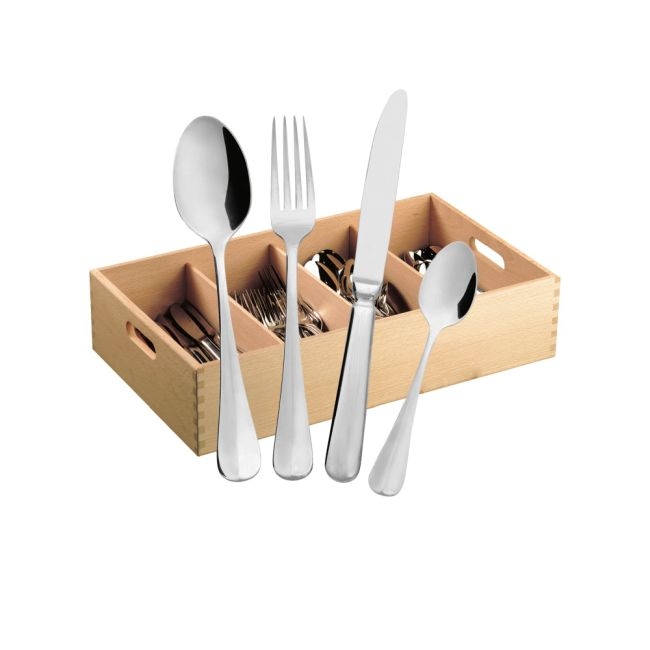 BERGMAN Arundo BAGUETTE Besteckset – 145-teilig, hochglanzpoliertes 18/10 Edelstahl, inkl. Holzkasten Image