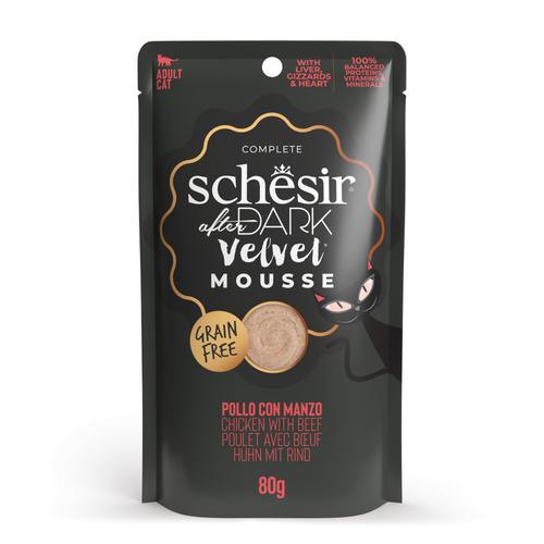 12x80g Schesir After Dark Velvet Mousse Huhn mit Rindfleisch Katzenfutter nass