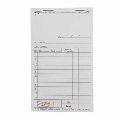 National Checking Company 12A Guest Check - (2) Parts Booked, (11) Lines, White