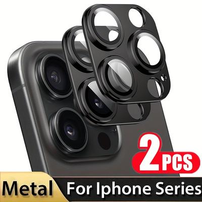 TEMU 2pcs Aluminum Alloy Camera Lens Protector For Iphone Series, Hd Clarity Scratch-proof Tempered Glass Cover For Iphone 13, 12, 11, 14, 15 Pro Max, 12, 13 Mini, 15 Pro, 14 Plus - Metal Armor Frame