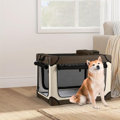 TEMU Yarsca Collapsible Dog Crate, 36 Inch/42 Inch Portable Travel Dog Crate, 4-door Folding Soft Dog Kennel With Breathable Mesh Windows & Soft Mat, For Indoor & Outdoor Use, 36