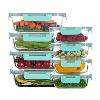 TEMU 8/10/12 Pack Glass Meal Prep Containers, Food Storage Containers With Airtight Lids, Dishwasher/microwave/freezer Safe, Mint Green