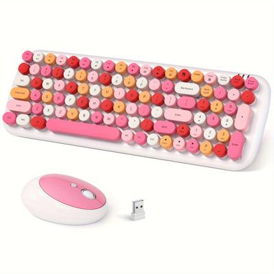 TEMU Mofii , Typewriter Full Size Keyboard With Number Pad And 2 In 1 Usb Connected Mouse For Windows 7/8/10, Laptop, Desktop, Pc, Computer (white Colorful)