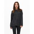 Strickpullover ONLY "ONLSILJA L/S LOOSE PULLOVER EX KNT", Damen, Gr. S (36), grau (dunkelgrau melange), Strick, Obermaterial: 75% Polyacryl, 22% Polyester, 3% Elasthan, unifarben, modisch, relaxed fit, Rundhals, Langarm, Pullover