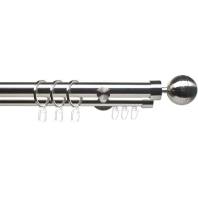 Gardinenstange LIEDECO "CELKUGEL02SG2L" Gr. 1, silber (edelstahlfarben), L:120cm Ø:25mm, Metall, Gardinenstangen, 2-läufig im Fixmaß Ø 25/20 mm Image