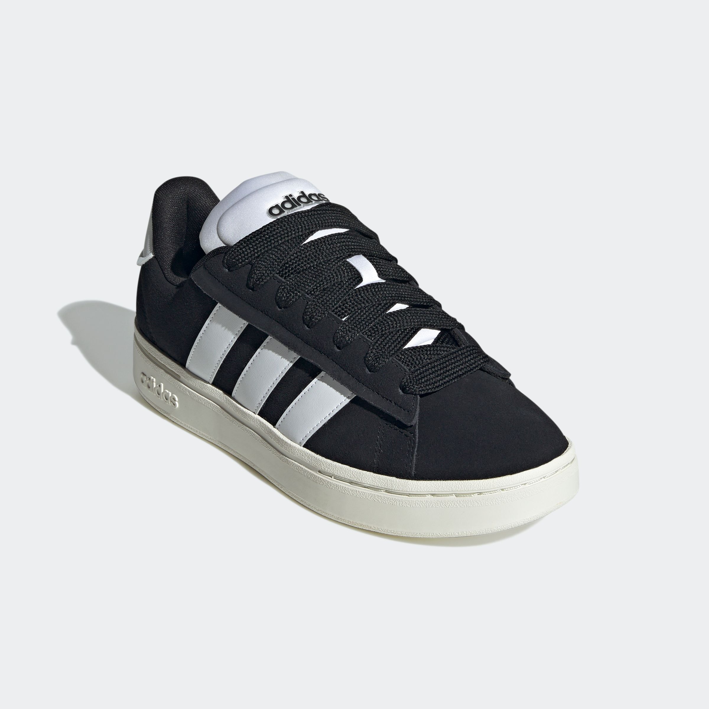 Sneaker ADIDAS SPORTSWEAR "GRAND COURT ALPHA", Herren, Gr. 45, schwarz-weiß (core schwarz, cloud weiß, sanftes weiß), Leder, Synthetik, Schuhe Sneaker, Design inspiriert vom adidas Campus 00