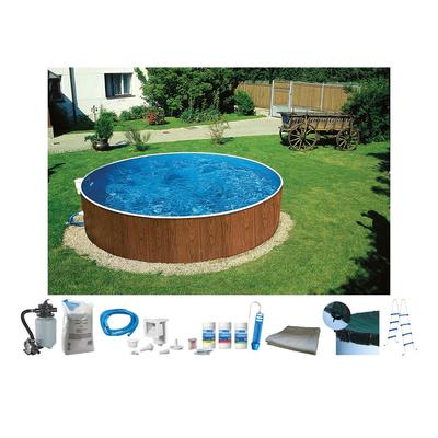 Rundpool MY POOL BWT "MAONI 3", braun (eichefarben), H:120cm Ø:460cm, Schwimmbecken, Aufstellpool in Holzoptik in verschiedenen Größen Image