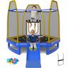 Costway - Trampoline Extérieur ø 223cm Enfants avec Toboggan & Echelle, Trampoline de Jardin Rond