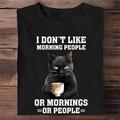 Herren Katze Mit Buchstaben bedruckt Lustig T Shirt T-Shirt 100% Baumwolle Kurzarm Grafik Hemd Heather Grey Schwarz Weiß Bequemes T-Shirt Straße Sport im Freien Modedesigner-Kleidung