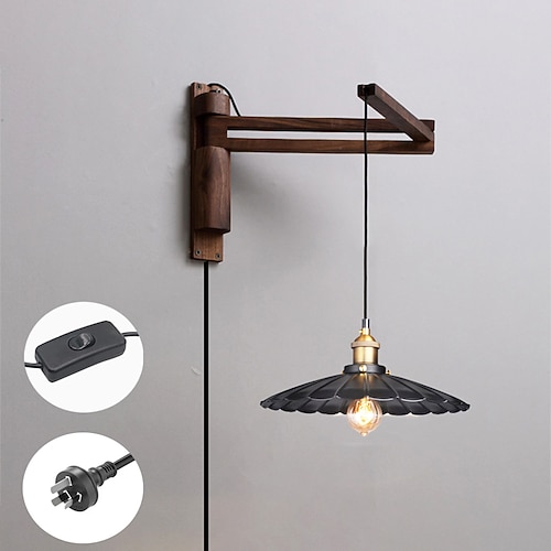 LED-Schwenkarmleuchten, Glühbirne nicht enthalten, amerikanischer Landhaus-Retro-Nostalgie-Kronleuchter für Schlafzimmer und Nachttisch, E27, nordische Bronze, kreative Persönlichkeit, Restaurant, Image