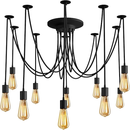 LED-Pendelleuchte, warmweiß, 6/10/14 Köpfe, Retro-Edison-Lampe, mehrfach verstellbar, DIY-Decken-Spinnenlicht, modern, schick, industriell, für Wohnzimmer, Schlafzimmer, 110–240V Image