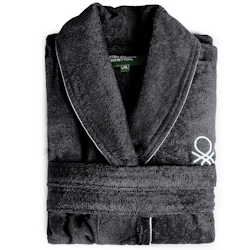 Benetton - Schwarz-weißer Bademantel M/L 360 g/m², 100 % Baumwolle in Schwarz Image