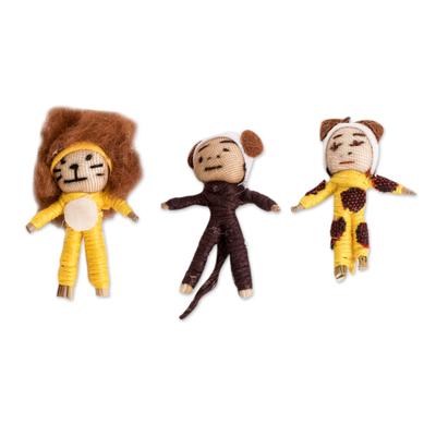 Little Jungle,'Handcrafted Wild Animal Worry Dolls (Set of 3)'