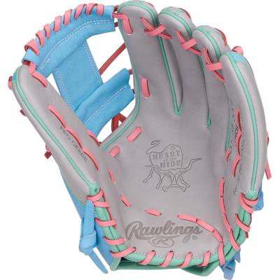 Rawlings Heart of the Hide Series 12" Fastpitch Softball Glove - Right Hand Throw - Gray/Columbia Blue Gray/Blue