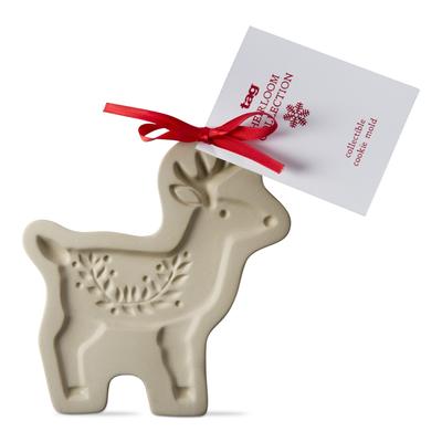 Reindeer Cookie Mold Stoneware Cookie Mold Stamp Decoration, Dishwasher Safe