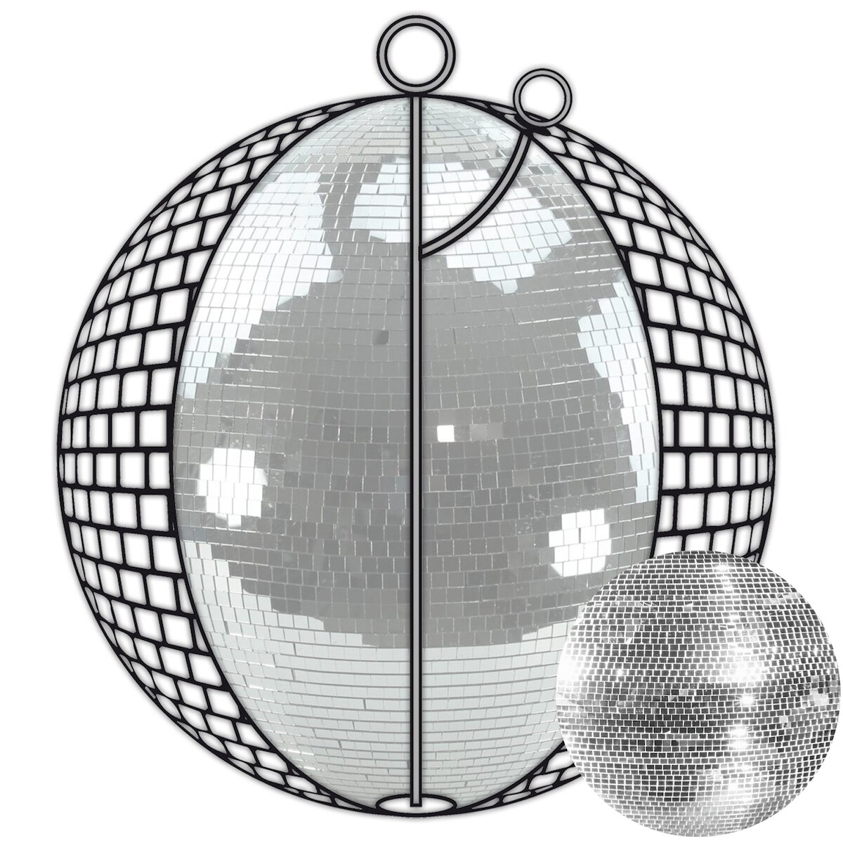 SATISFIRE Spiegelkugel 75cm silber Safety Discokugel Mirrorball Party Disko Deko Image