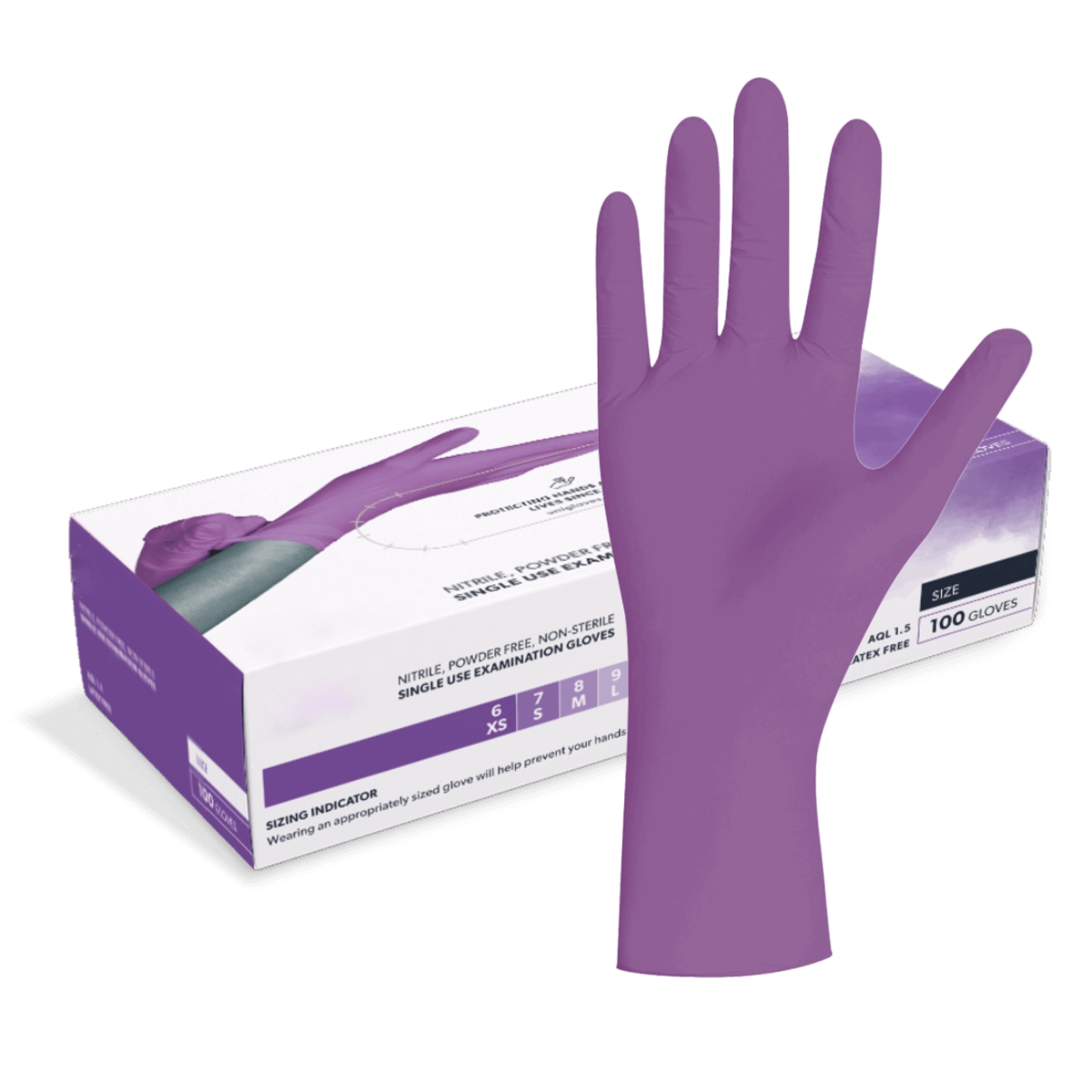 Herrmann Nitrilhandschuhe Violett Gr. L | 100 Stück | Latexfreie Einweghandschuhe in Spenderbox | Perfekt für Kosmetik & Lebensmittelhygiene Image