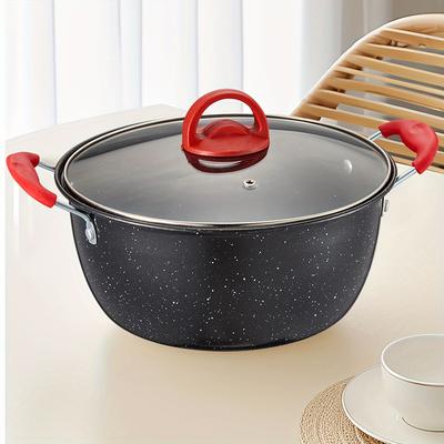 TEMU Soup Pot With Cover, 5 Pot, Granite Soup Pot With Cover, With Heat Handle Of The Induction Cooker, 5 Pot Soup