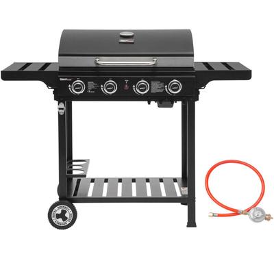 Royal Gourmet - 4 Brenner Gas Grillwagen, 12 kw BBQ-Gasgrill mit Seitenablagen und Flascheregal, Image