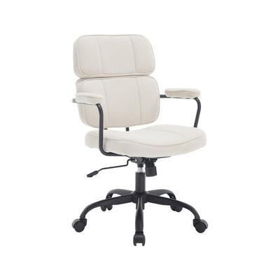 Bürostühle Chefsessel für Arbeitszimmer aus Chenille Höhenverstellbar mit Rollen Beige Wahson Image