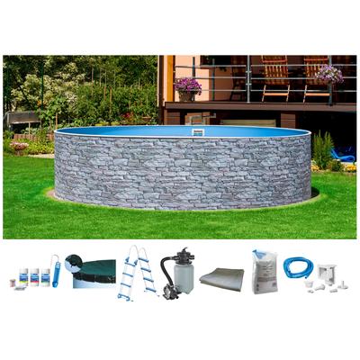 Rundpool MY POOL BWT "STONE 3", grau, H:110cm Ø:360cm, Schwimmbecken, Steindekor, in verschiedenen Größen Image