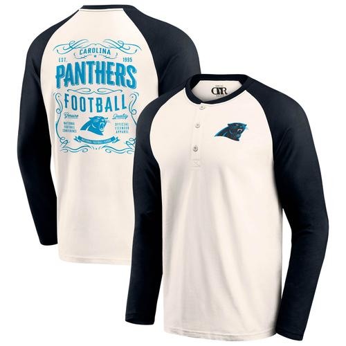 Creme/Schwarzes Carolina Panthers Raglan Henley-T-Shirt für Herren aus der Darius Rucker Collection von Fanatics