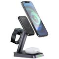 Caricabatterie Qi 3in1 15W con supporto magnetico per iPhone, Apple Watch e AirPods, nero