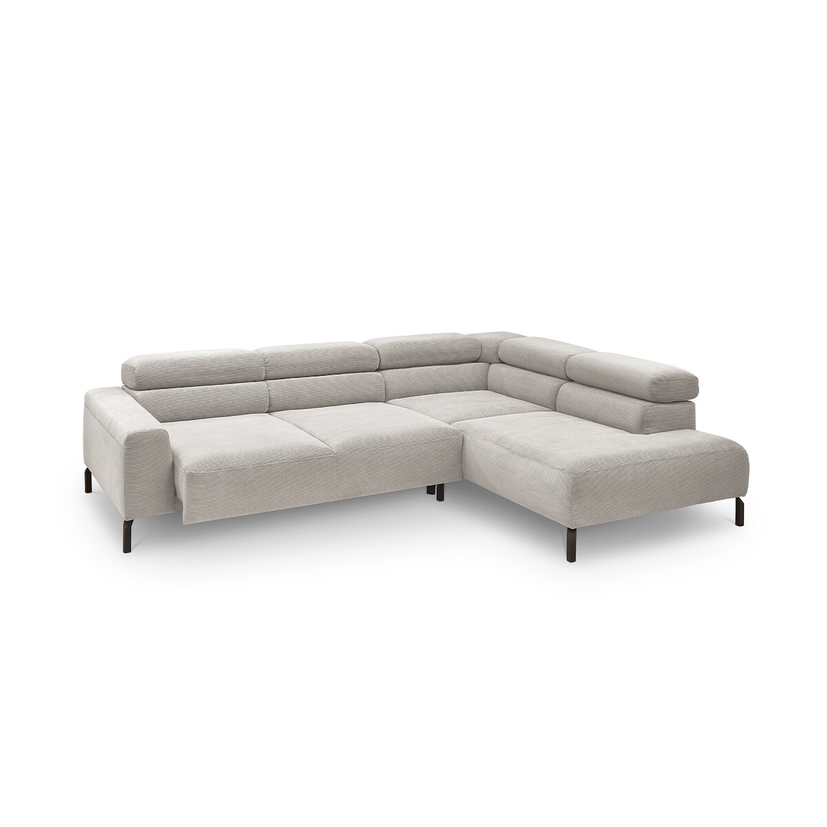 KAWOLA Sofa DELIA Ecksofa Feincord silber Recamiere rechts Image