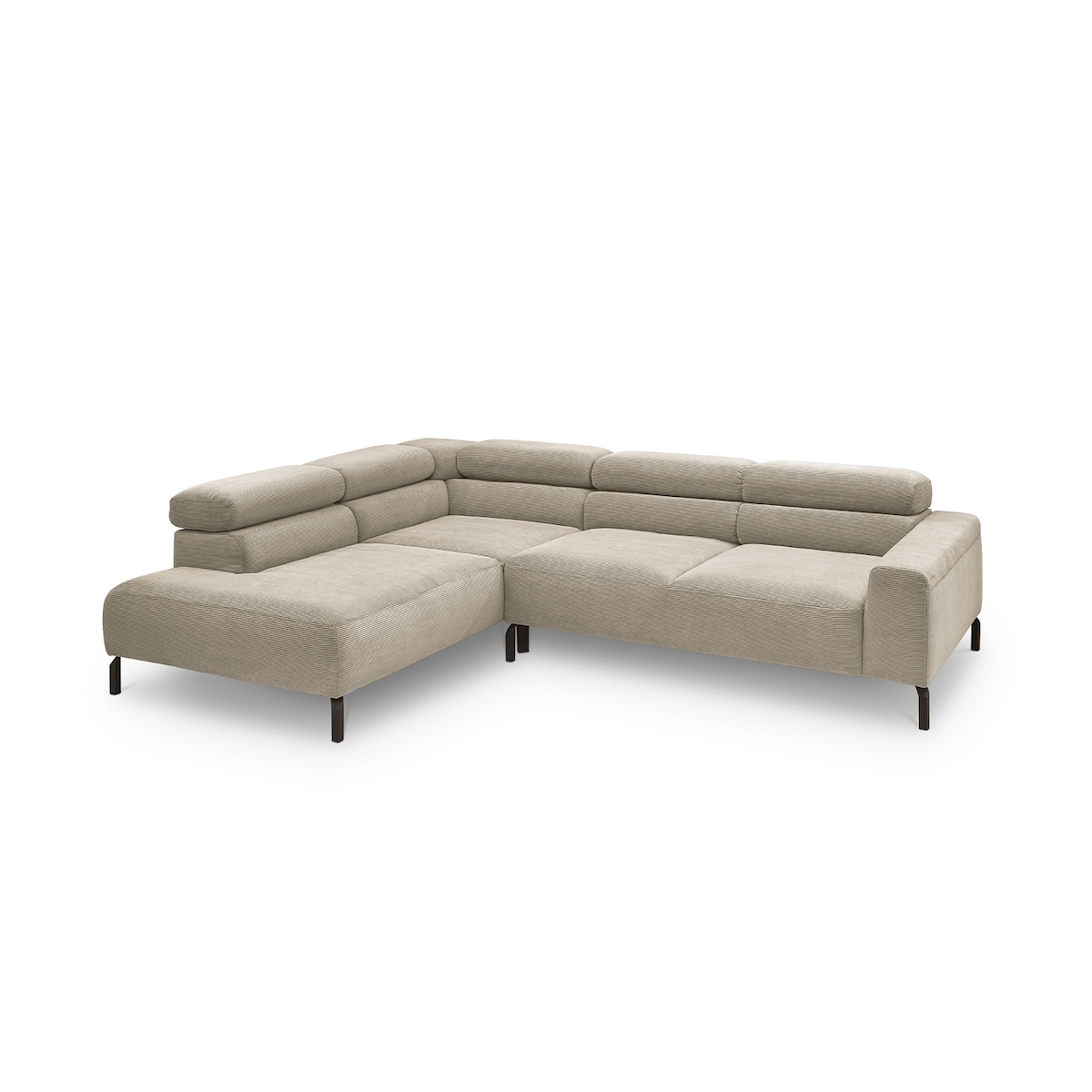 KAWOLA Sofa DELIA Ecksofa Feincord beige Recamiere links Image