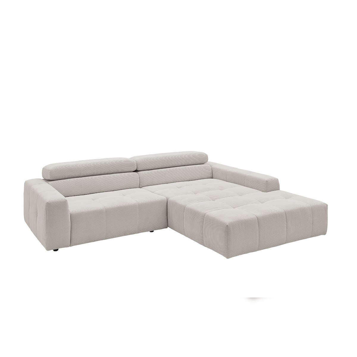KAWOLA Sofa RENO Ecksofa Feincord silber Longchair rechts Image