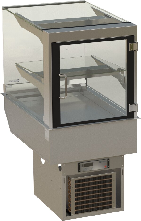 Showcase "Stockholm" eckig, für 1 KB, 2 Auslagen 530x510/200+325x792mm (BxHxT), Drehtür rechts steckerfertig mit Transporthalterung Image