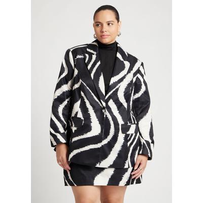 Plus Size Women's Oversized Printed Blazer by ELOQUII in Blurred Zebra (Size 18/20)