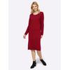 Strickkleid HEINE "Strickkleid", Damen, Gr. 48, Normalgrößen, rot (dunkelrot), Jersey, Single Jersey, 60% Viskose, 40% Baumwolle, unifarben, knielang, Rundhals, Langarm, Kleider