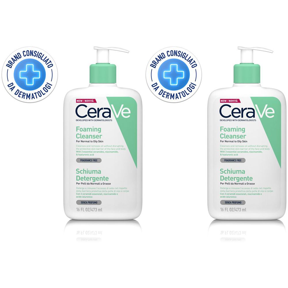 CeraVe Schiuma Detergente Viso Pelle Grassa Seboregolatrice 473 ml 2x4