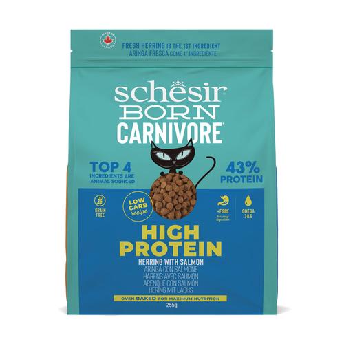 Sparpaket: 2x 255g Schesir Born Carnivore High Protein Hering mit Lachs Katzenfutter trocken