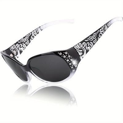 TEMU Coolear Polarized Sunglasses For Women, Rhinestone Wrap Around Sunglasses With Uv Protection Lens