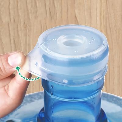 TEMU 1pc Leak-proof Silicone Water Bucket Lid - Reusable, Dustproof & Stretchable Cover For Office, Camping, Restaurants | Blue With White Arrow Indicator