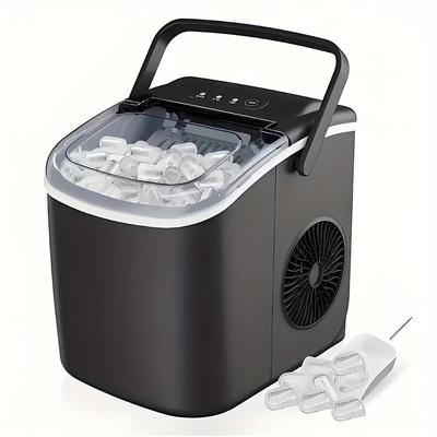 TEMU Ice Maker Countertop, 9 Cubes Ready In 7 Mins, 20lbs In 24hrs, 2 Sizes Of Bullet Ice, Self-cleaning Ice Machine With Ice And Basket For Home Kitchen