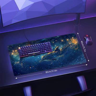 TEMU Starlight Large Non-slip Mousepad - Rubber Material, Waterproof, And Grip-backed For Office And Home Use Image