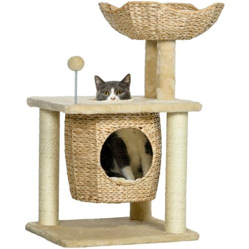 Pawhut - Katzen Kratzbaum Klein, 74 cm Katzenbaum mit Katzenhöhle, Spielball, Indoor Kletterturm