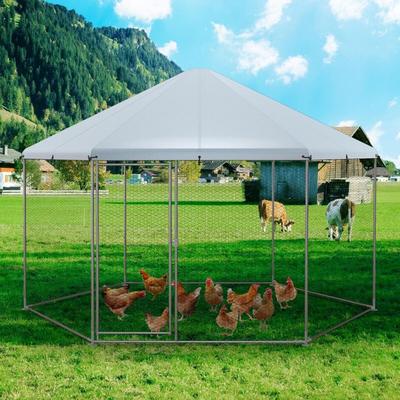COSTWAY Hühnerstall Winterfest, Freilaufgehege aus verzinktem Metall, Hühnergehege mit Image