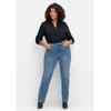 Gerade Jeans SHEEGO "Große Größen", Damen, Gr. 29, Kurzgrößen, blau (blau denim), Obermaterial: 96% Baumwolle, 4% Elasthan (LYCRA XTRA LIFE), unifarben, casual, lang, Jeans, mit Bodyforming-Effekt