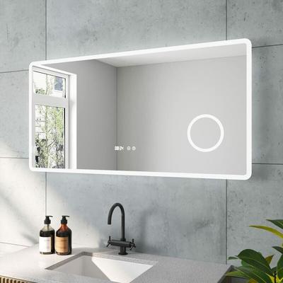 Aquabatos - Badspiegel mit led Beleuchtung Beschlagfrei Uhr Kosmetikspiegel Lichtspiegel Image